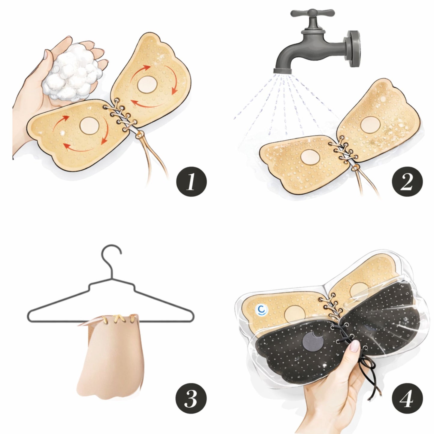 самозалепващ сутиен за деколте – черен силиконов модел