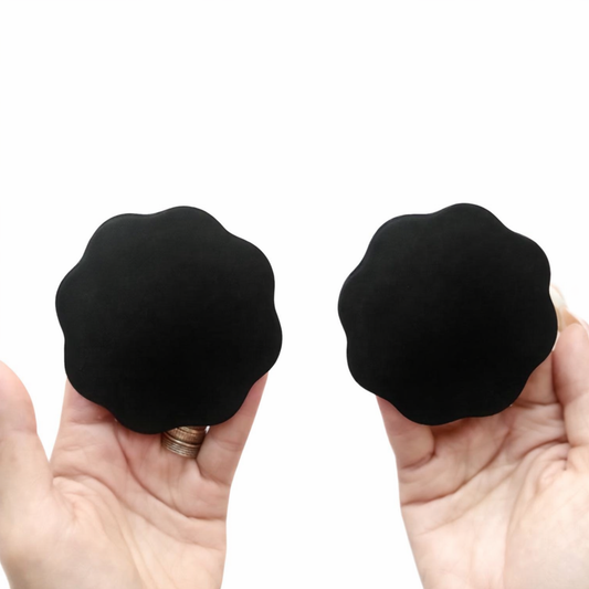 черни пастиси за гърди – флорална форма 8.4 см, самозалепващи и многократни