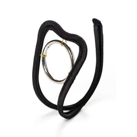 еротични невидими прашки C-String – черен модел със сребриста халка