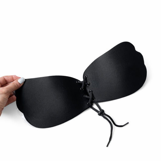 самозалепващ силиконов сутиен за гол гръб – черен, чашки A B C D