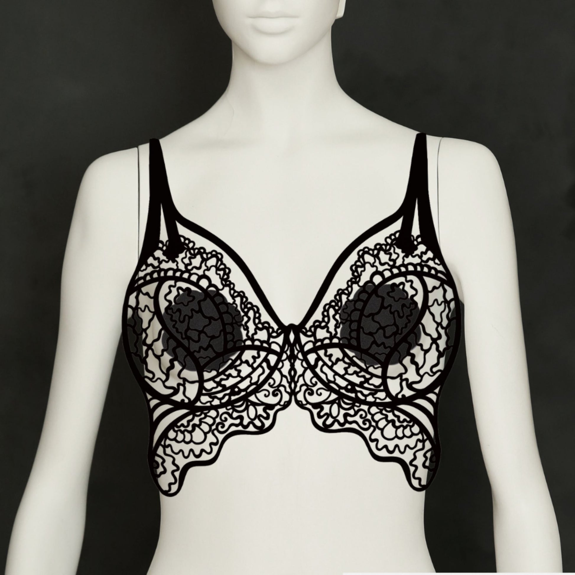 черни силиконови пастиси на макенен с дантелено бюстие